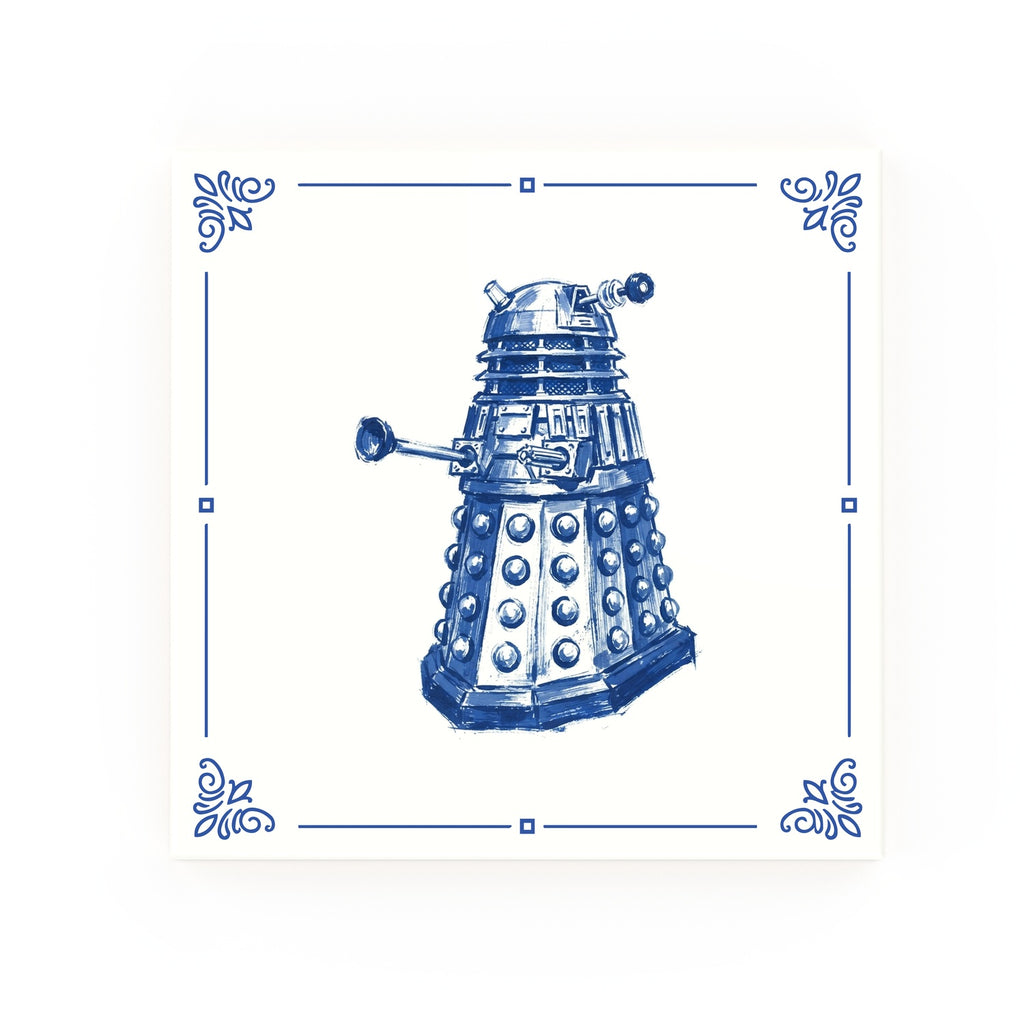 Dalek Delft blue decorative ceramic tile – Classic corner style