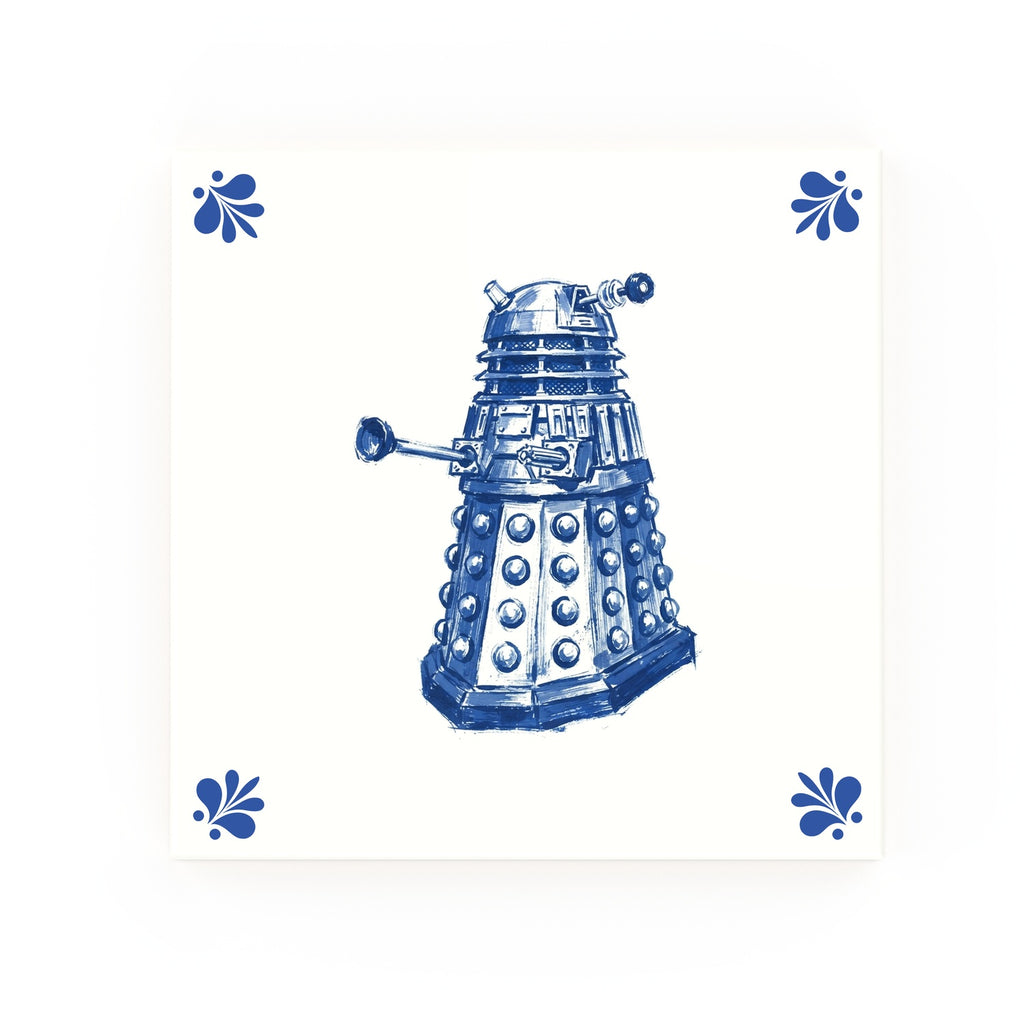 Dalek Delft blue decorative ceramic tile – Modern corner style