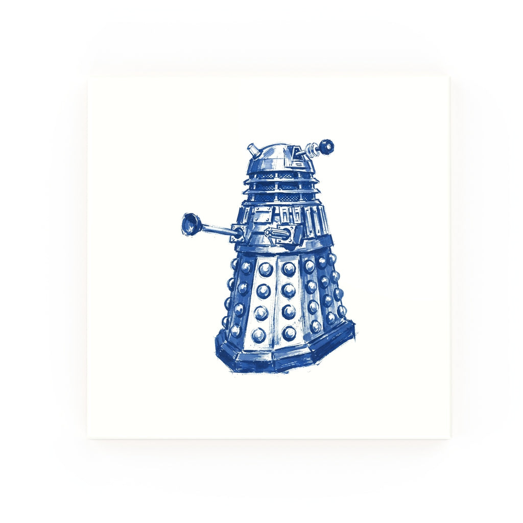 Dalek Delft blue decorative ceramic tile – no corner style