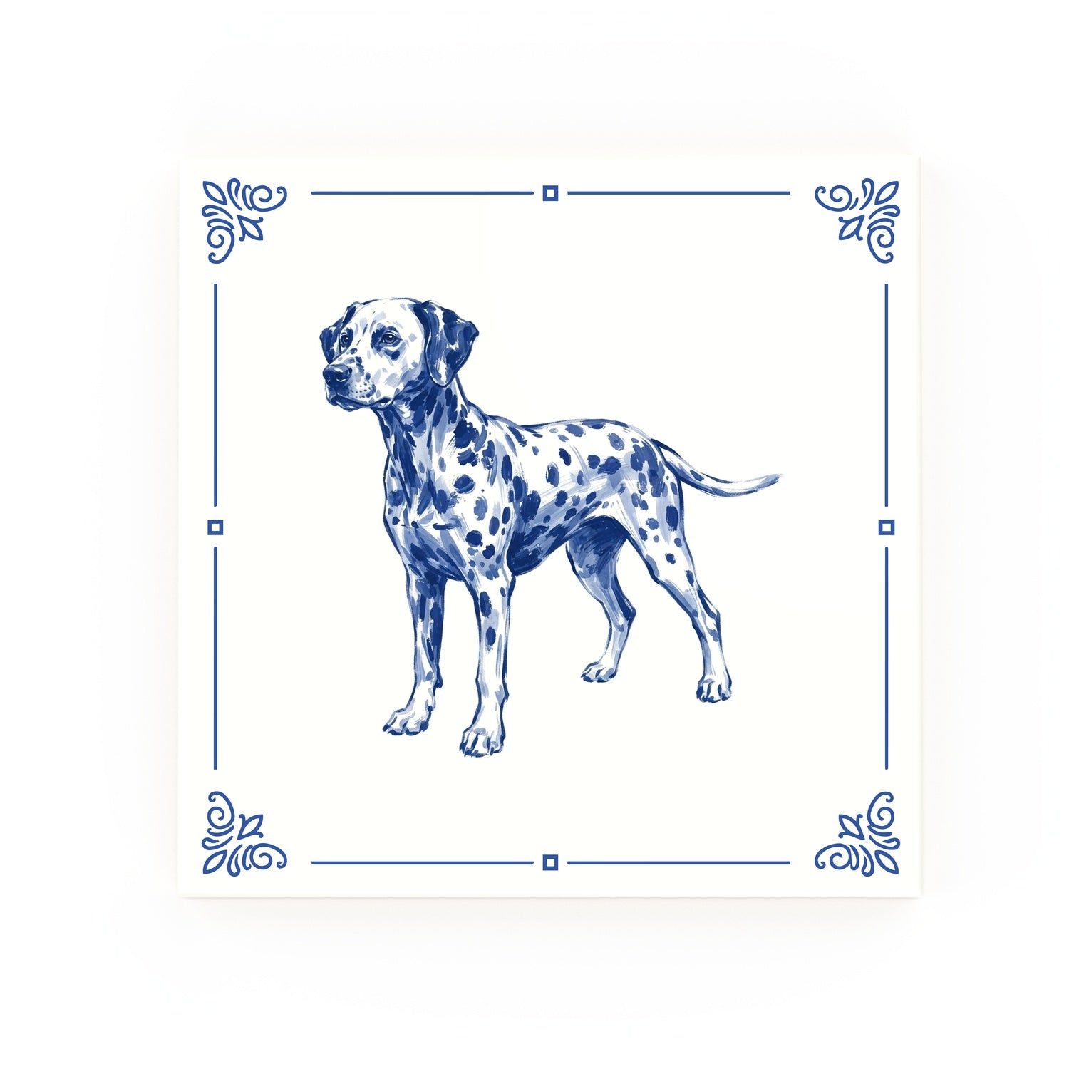 Dalmatian Delft blue decorative ceramic tile – Classic corner style