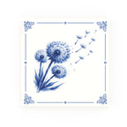 Dandelions Delft blue decorative ceramic tile – Classic corner style