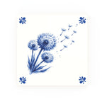Dandelions Delft blue decorative ceramic tile – Modern corner style