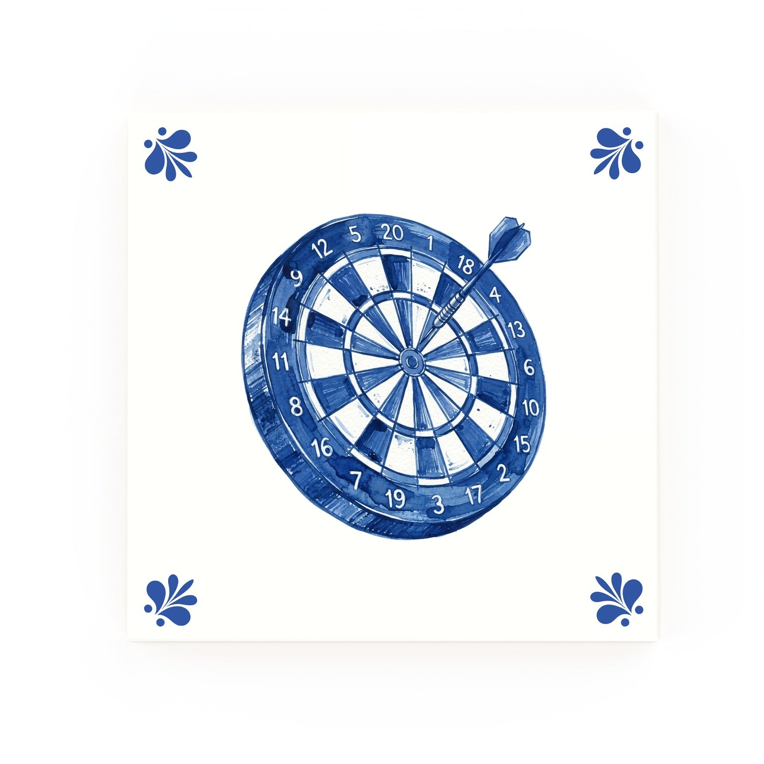 Dartboard Delft blue decorative ceramic tile – Modern corner style