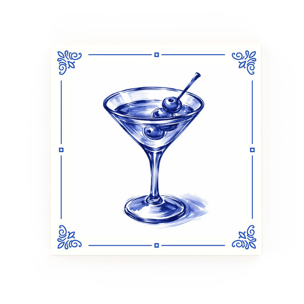 Dirty Martini Delft blue decorative ceramic tile – Classic corner style