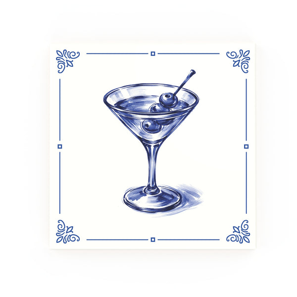 Dirty Martini Delft blue decorative ceramic tile – Classic corner style