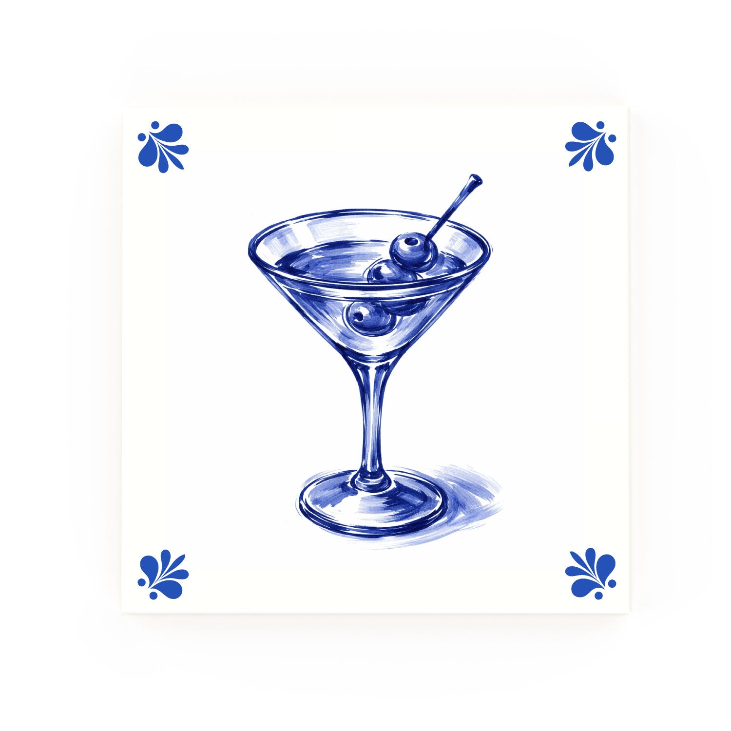 Dirty Martini Delft blue decorative ceramic tile – Modern corner style
