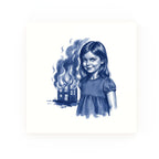 Disaster Girl Delft blue decorative ceramic tile – no corner style