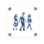 Distracted Boyfriend Delft blue decorative ceramic tile – Modern corner style