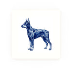 Doberman Pinscher Delft blue decorative ceramic tile – no corner style