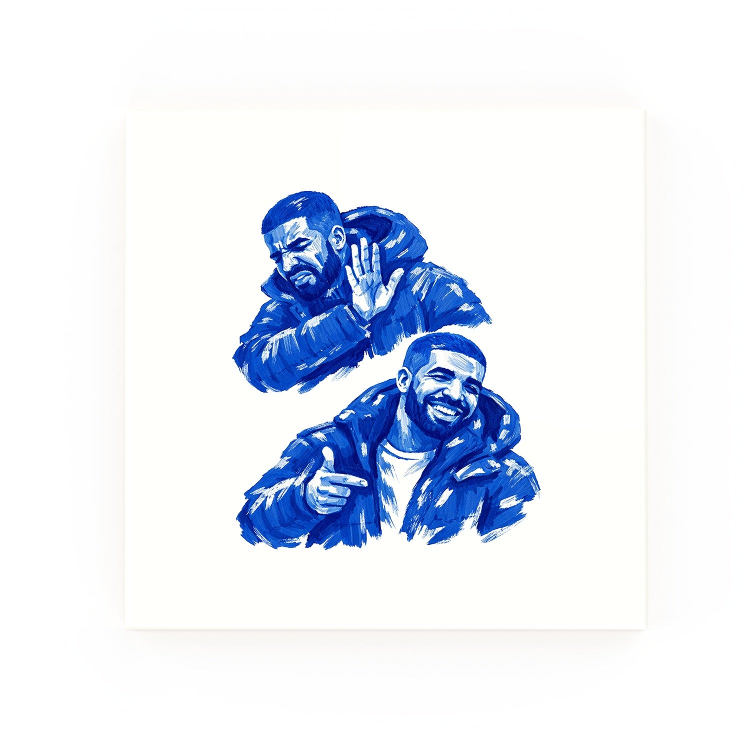 Drake Hotline Bling Delft blue decorative ceramic tile – no corner style