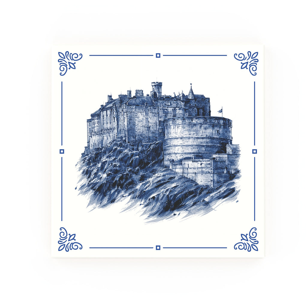 Edinburgh Castle Delft blue decorative ceramic tile – classic corners
