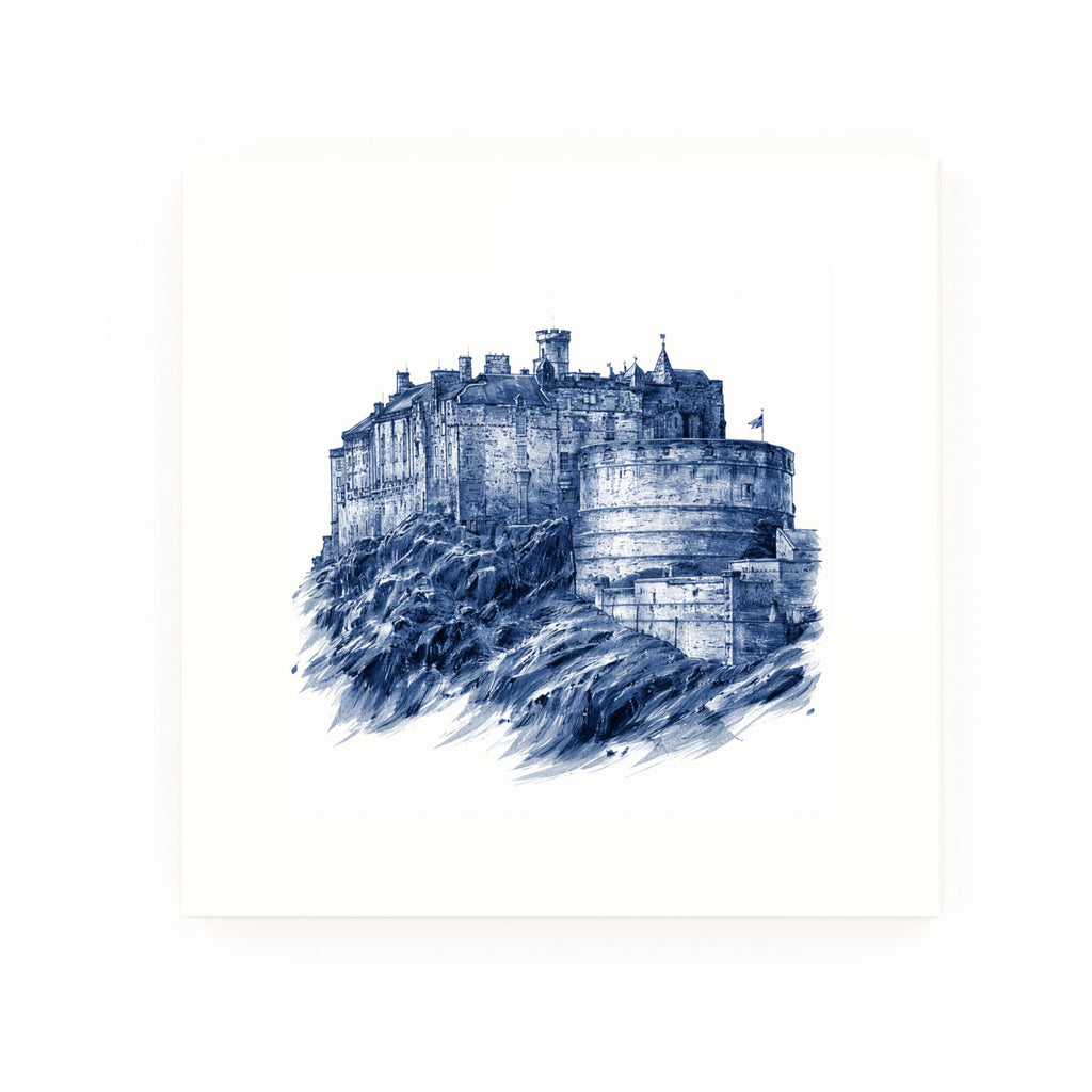 Delft blue ceramic tile no border – Edinburgh Castle design
