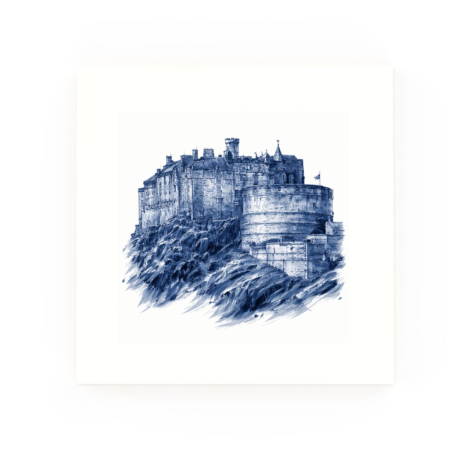 Delft blue ceramic tile no border – Edinburgh Castle design