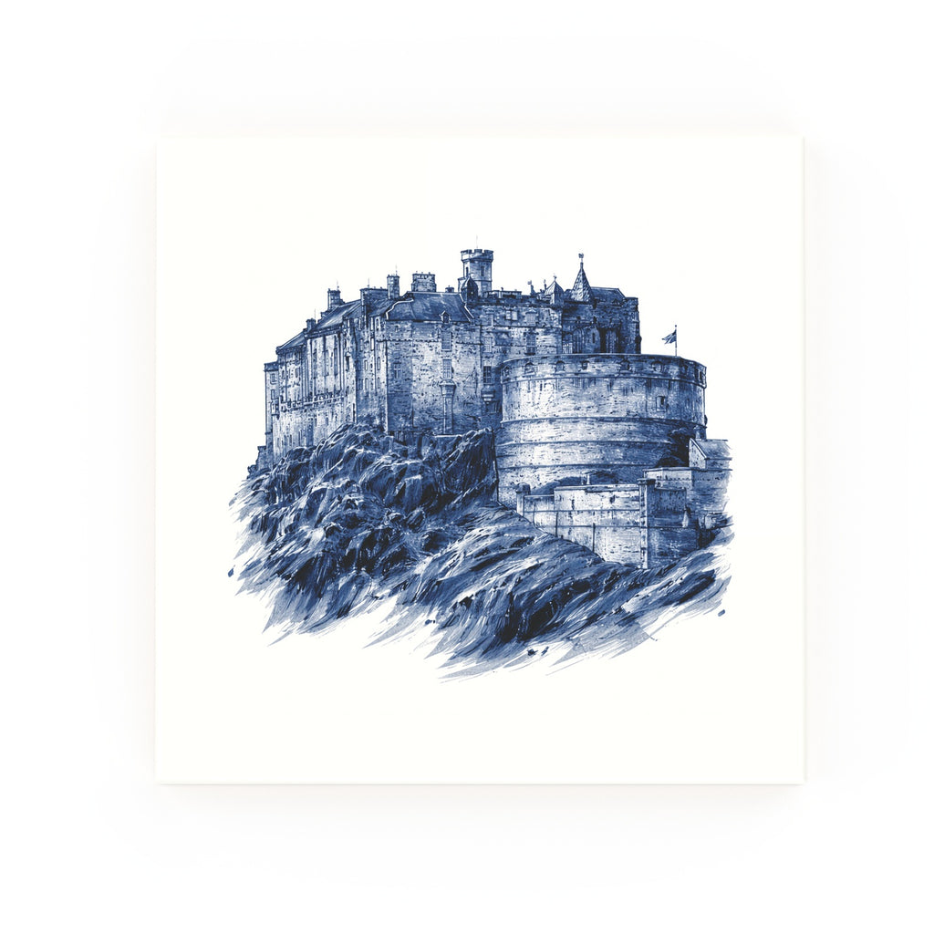 Delft blue ceramic tile no border – Edinburgh Castle design