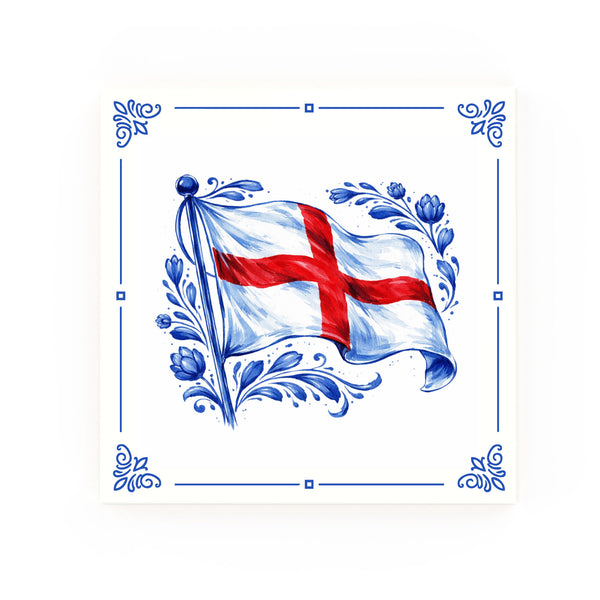 England Flag Delft blue decorative ceramic tile – classic corners