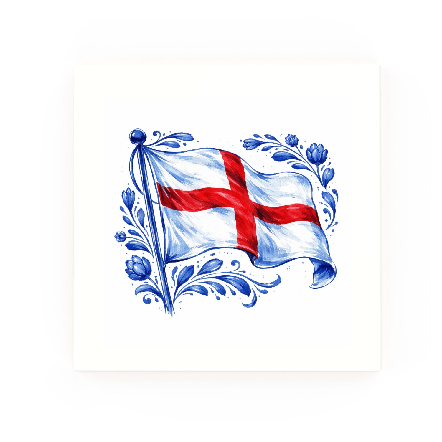 Delft blue ceramic tile no border – England Flag design