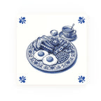 English Breakfast Delft blue tile – modern rounded corners