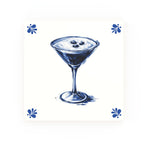 Espresso Martini Delft blue decorative ceramic tile – Modern corner style