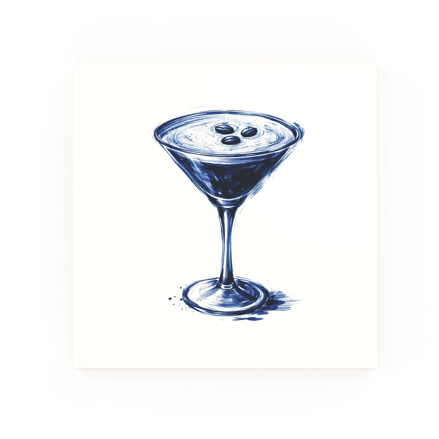 Espresso Martini Delft blue decorative ceramic tile – no corner style
