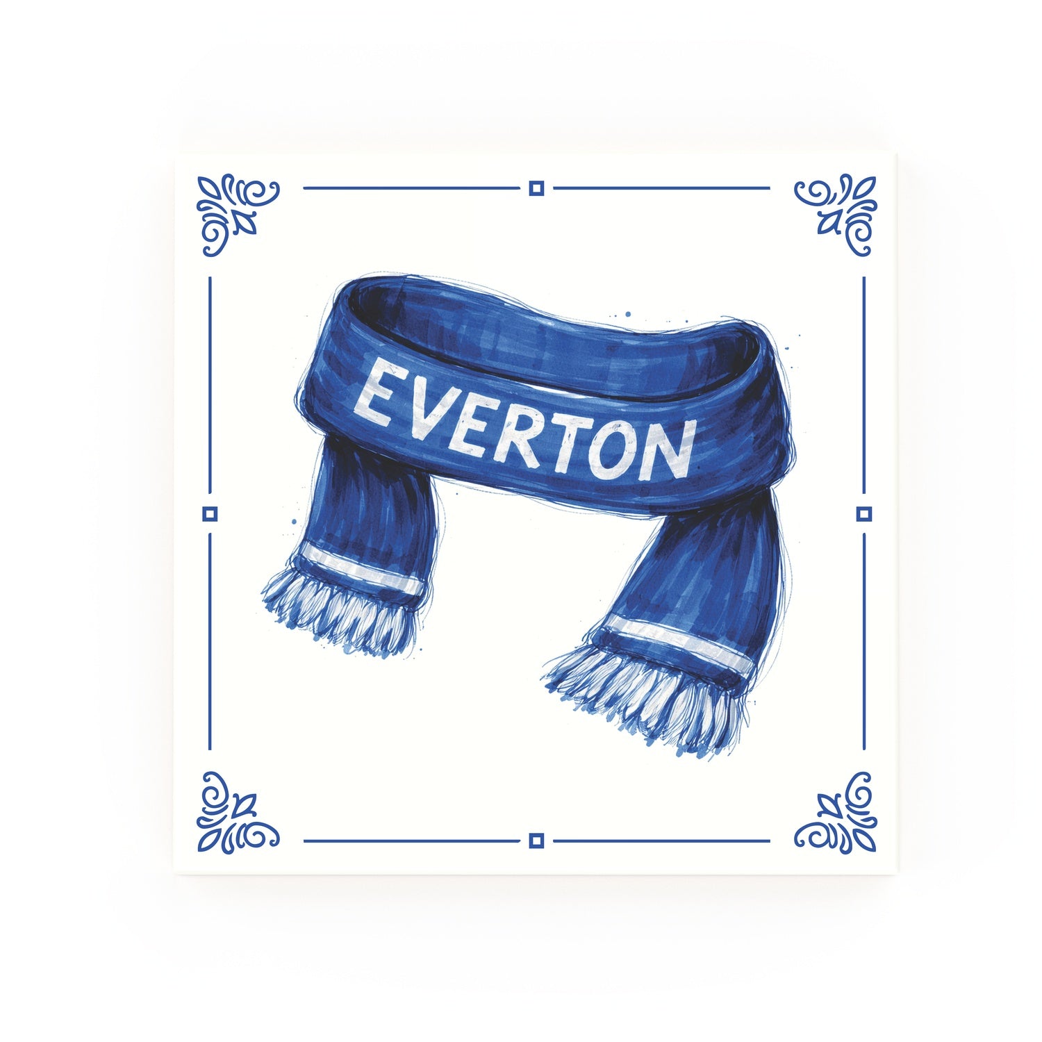 Everton Scarf Delft blue decorative ceramic tile – Classic corner style