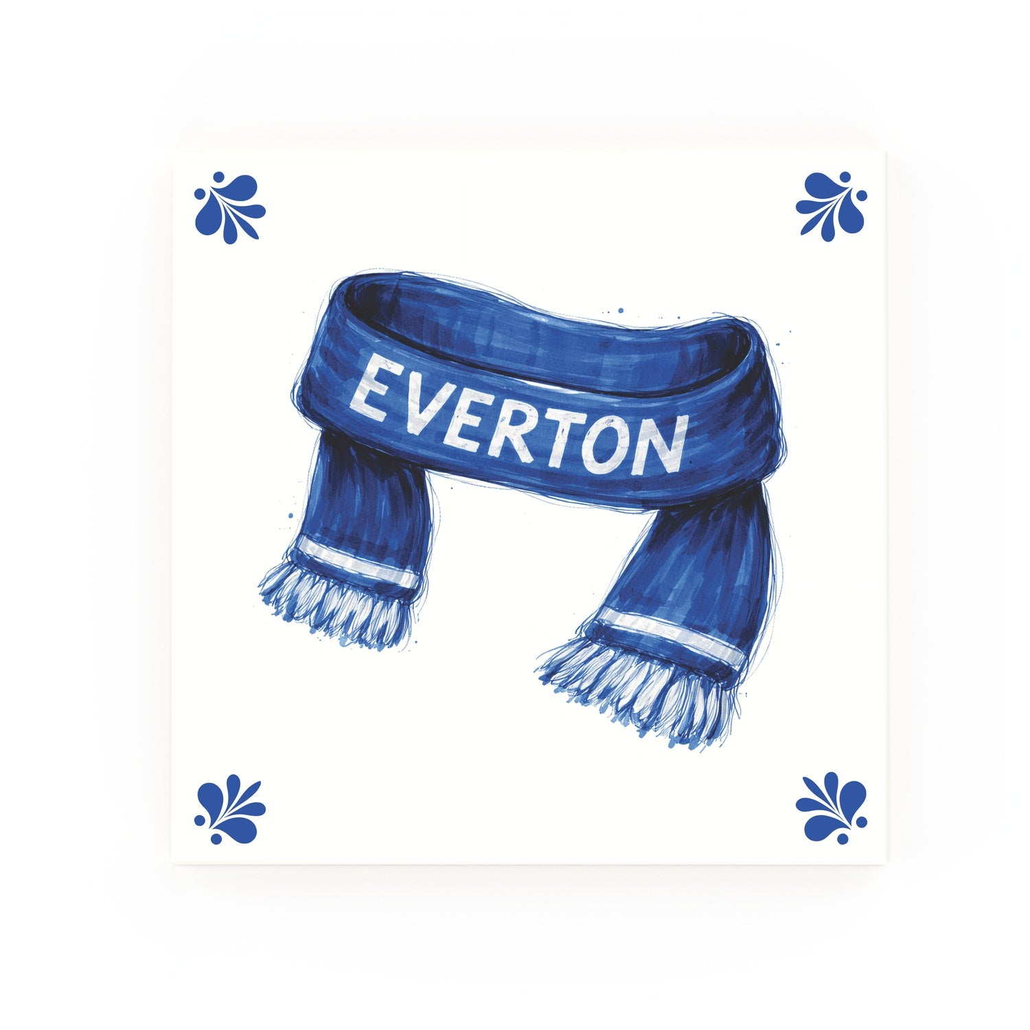 Everton Scarf Delft blue decorative ceramic tile – Modern corner style