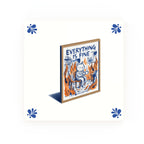 Everything is Fine (Cat Poster) Delft blue decorative ceramic tile – Modern corner style