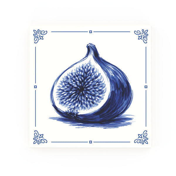 Fig Delft blue decorative ceramic tile – Classic corner style