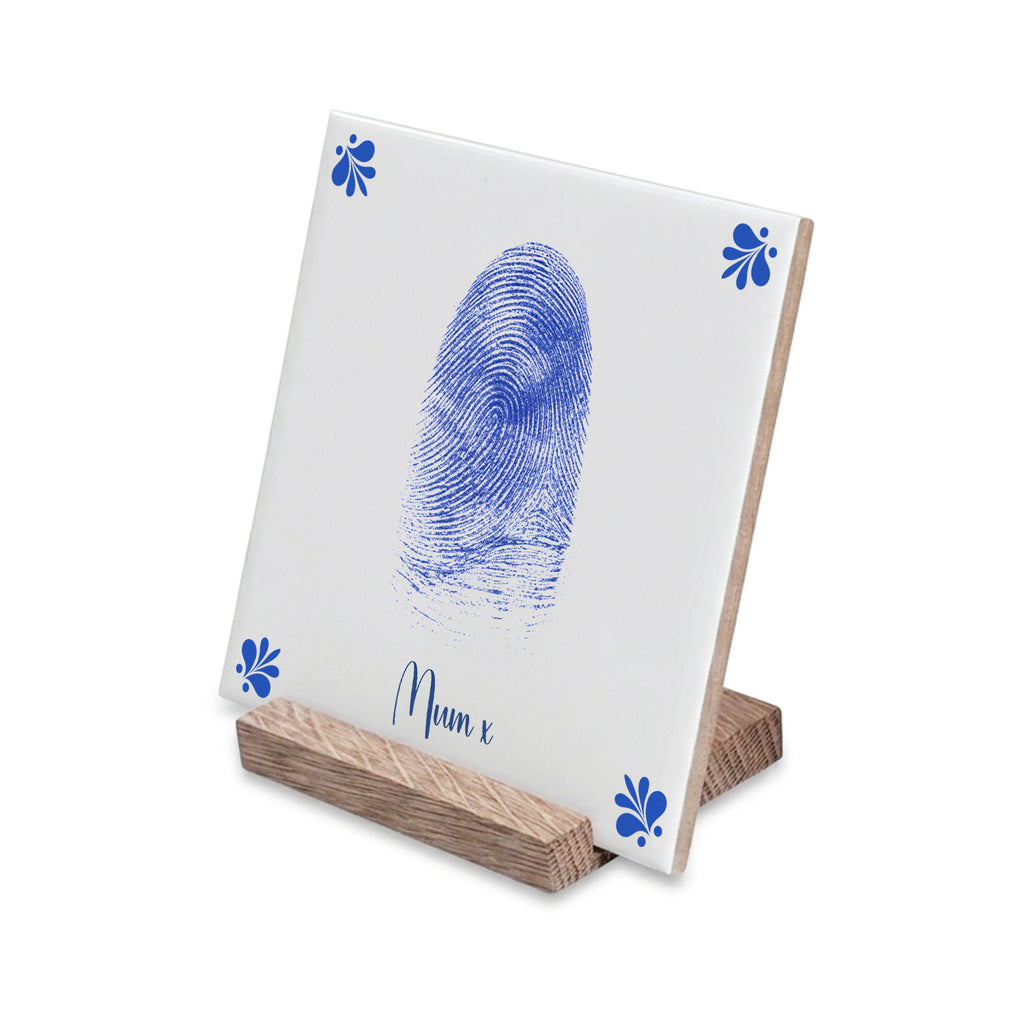Fingerprint | Delft Blue Ceramic Tile