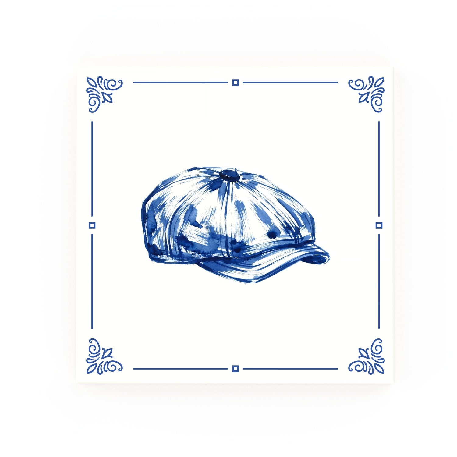 Flat Cap Delft blue decorative ceramic tile – Classic corner style