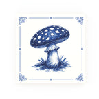 Fly Agaric Mushroom Delft blue decorative ceramic tile – Classic corner style