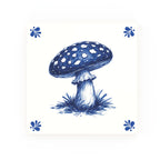 Fly Agaric Mushroom Delft blue decorative ceramic tile – Modern corner style