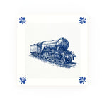 Flying Scotsman Delft blue decorative ceramic tile – Modern corner style