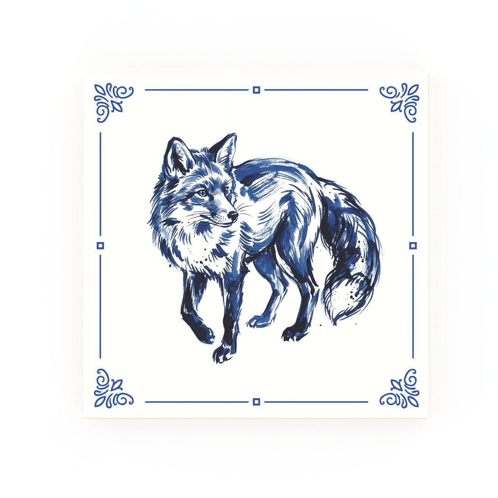 Fox Delft blue decorative ceramic tile – classic corners