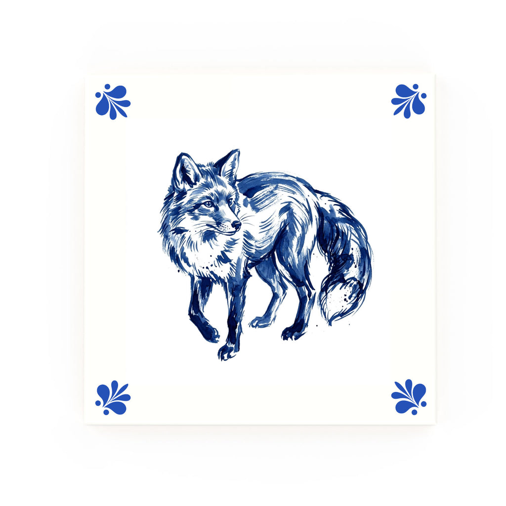 Fox | Decorative British Ceramic Delft Blue Tile