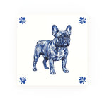 French Bulldog Delft blue decorative ceramic tile – Modern corner style