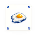 Fried Egg Delft blue decorative ceramic tile – Modern corner style