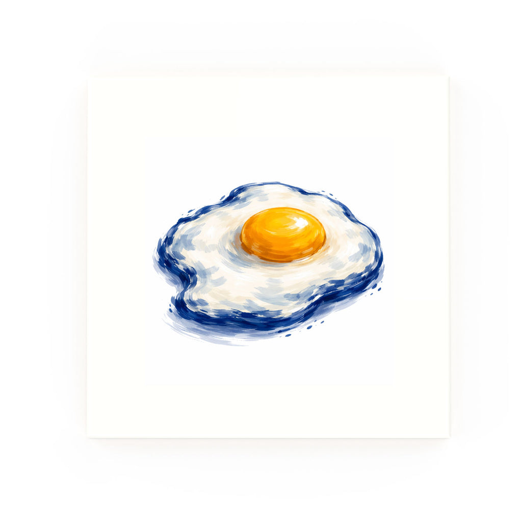 Fried Egg Delft blue decorative ceramic tile – no corner style