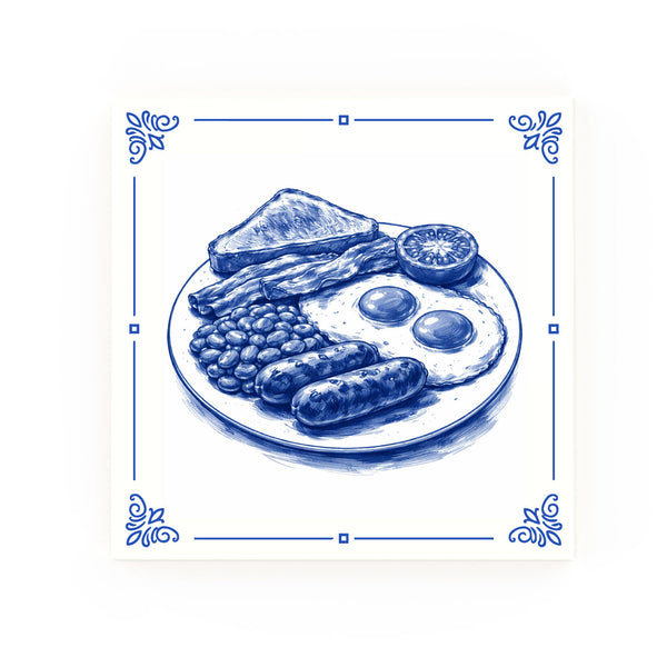 Full English Delft blue decorative ceramic tile – Classic corner style