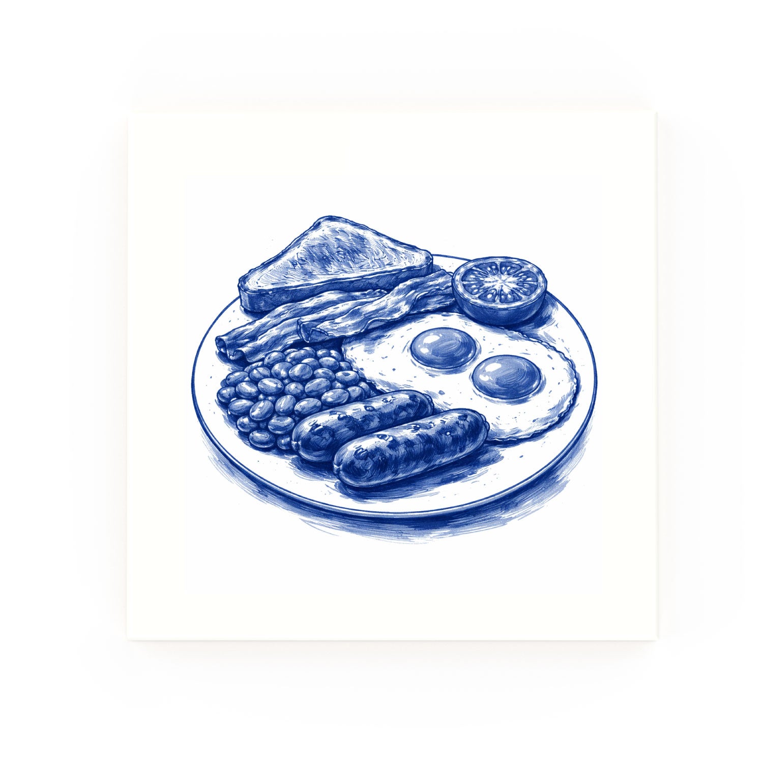 Full English Delft blue decorative ceramic tile – no corner style
