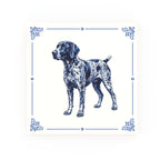 German Shorthaired Pointer Delft blue decorative ceramic tile – Classic corner style