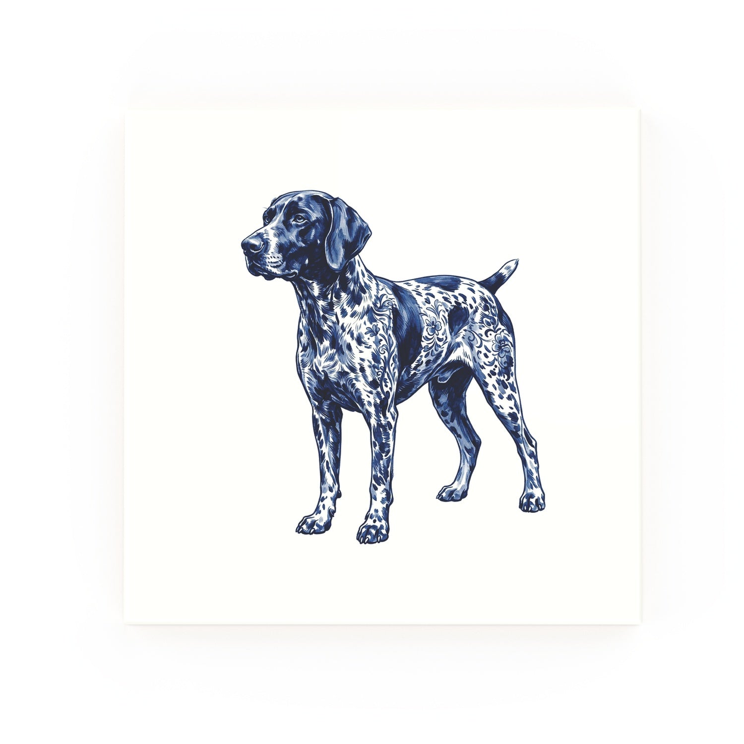 German Shorthaired Pointer Delft blue decorative ceramic tile – no corner style