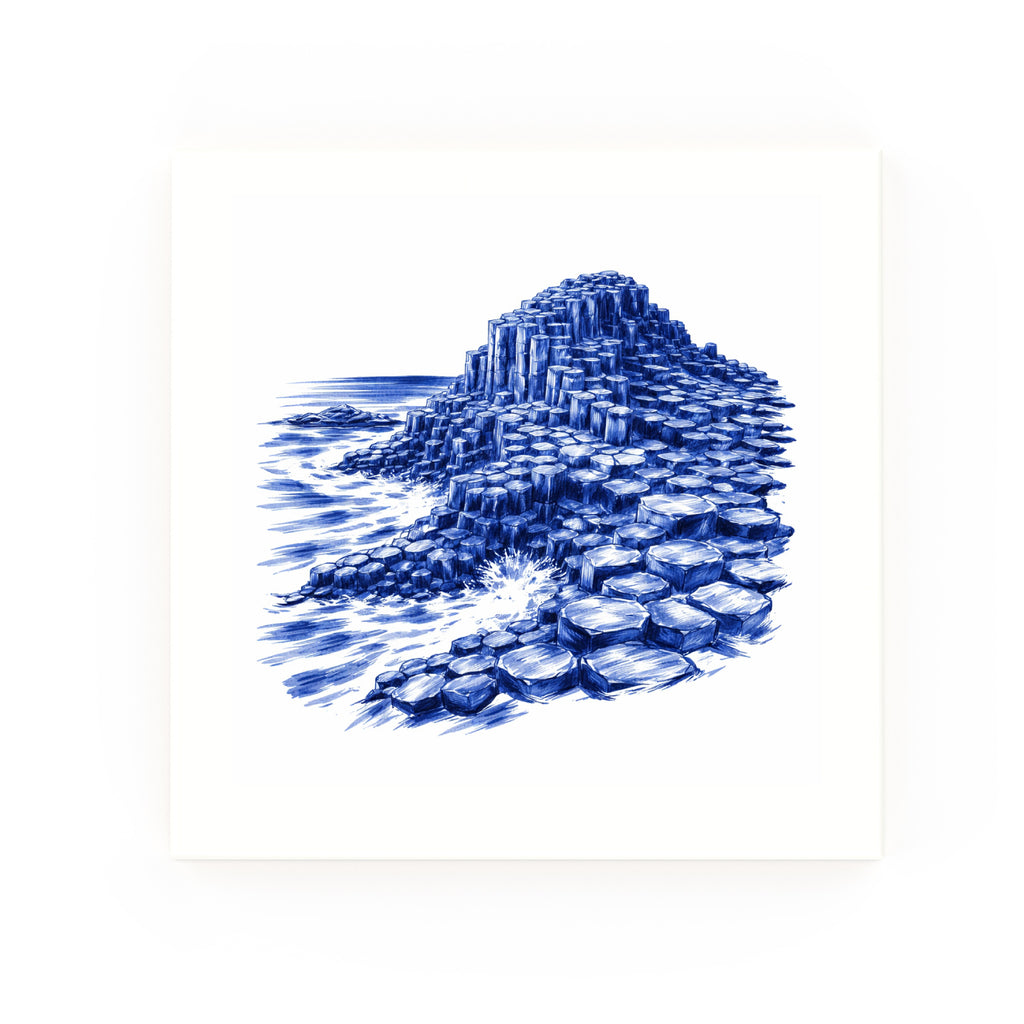Giant's Causeway Delft blue decorative ceramic tile – no corner style