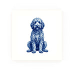Golden Doodle Delft blue decorative ceramic tile – no corner style