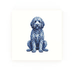 Golden Doodle Delft blue decorative ceramic tile – no corner style