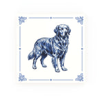 Golden Retriever Delft blue decorative ceramic tile – Classic corner style