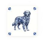Golden Retriever Delft blue decorative ceramic tile – Modern corner style