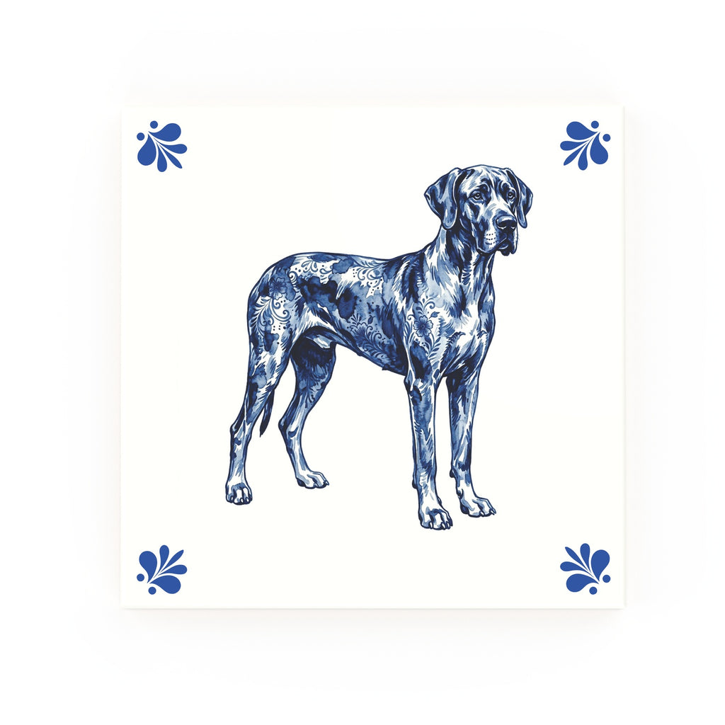 Great Dane Delft blue decorative ceramic tile – Modern corner style