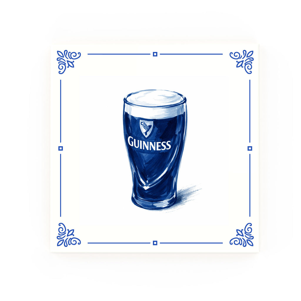 Pint of Guinness | Decorative British Ceramic Delft Blue Tile