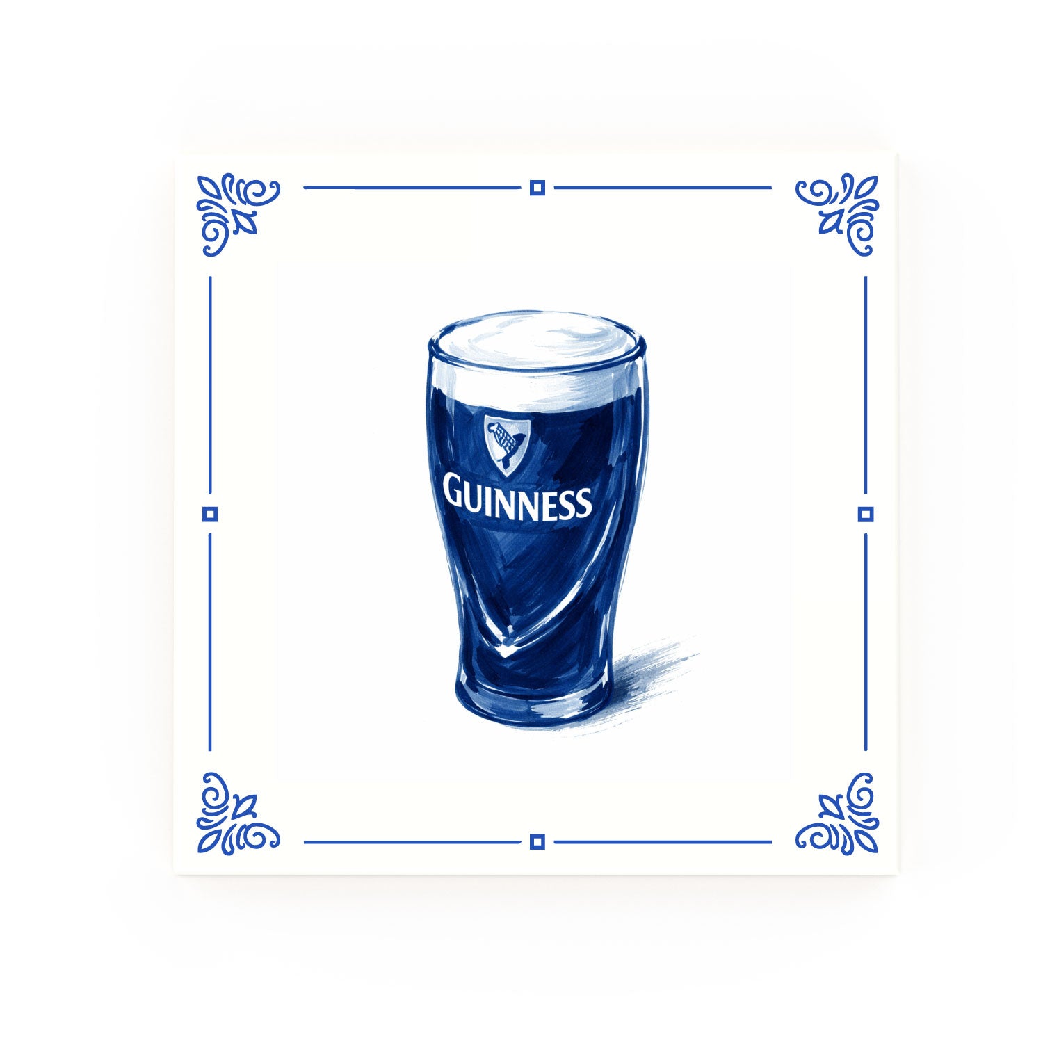 Pint of Guinness | Decorative British Ceramic Delft Blue Tile