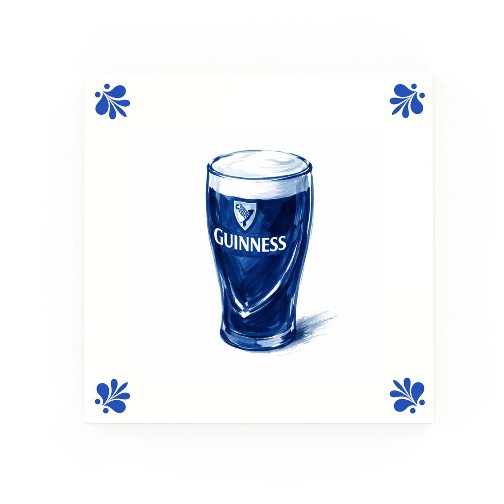Pint of Guinness | Decorative British Ceramic Delft Blue Tile